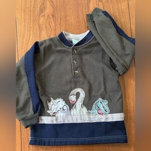 Vintage Sesame Street 4T Dino Shirt – Snuffy’s Safari Embroidered Long Sleeve